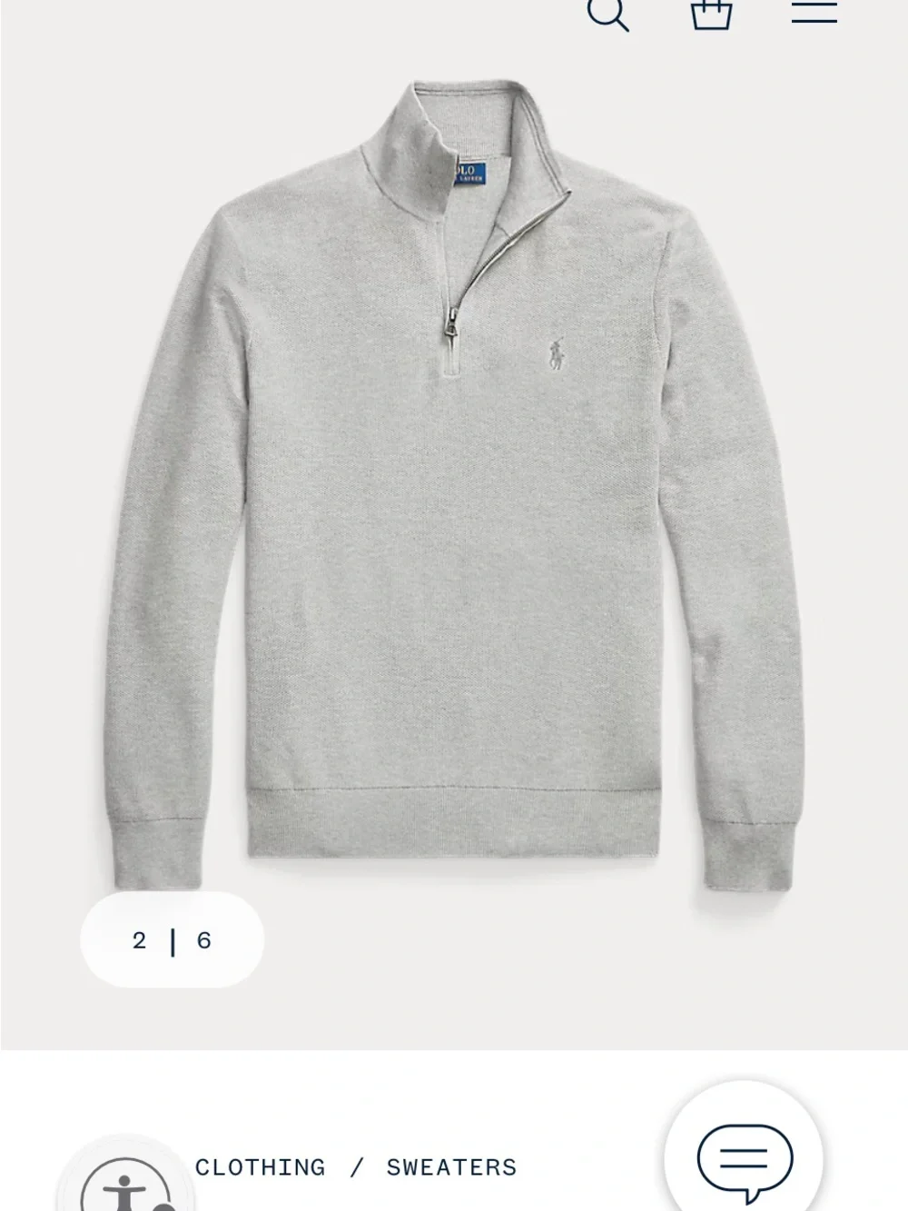 Polo by Ralph Lauren Light Gray Quarter-Zip Sweater